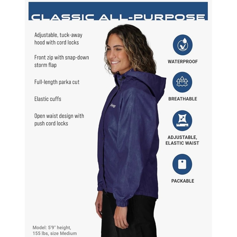 Frogg Toggs Womens Classic All Purpose Rain Suit Purple Black‎ Waterproof XL - Picture 2 of 8